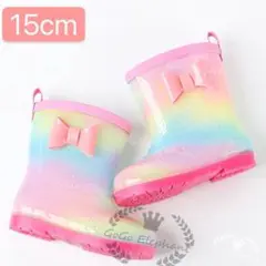 Rainbow!! 可愛いリボン付　レインブーツ　Rainbow　長靴　雨靴