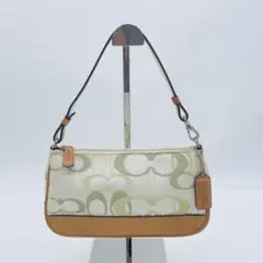 COACH アクセサリーポーチ　シグネチャー　ハンドバッグ　コーチ　グリーン　緑