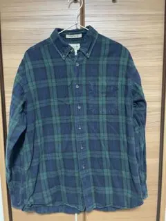 古着　LL.Bean グリーンネイビー チェックネルシャツ M