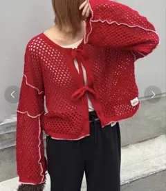 【HELLO.SANFRANCISCO】配色メローメッシュ2wayカーディガン