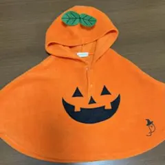 【美品】70-90㎝　かぼちゃデザイン ポンチョ