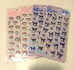 正規品　マイメロ　クロミ　4枚　ぷくっとシール　メロクロ　ダイソー　セリア