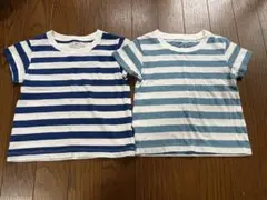 無印良品　ボーダーTシャツ　2枚セット　水色　青　80