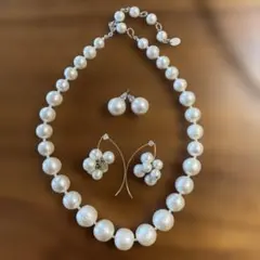 コットンパール　ネックレス　ピアス2種セット