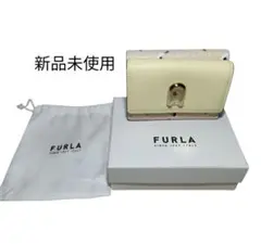 【新品未使用】フルラ 三つ折り財布 鳥柄 ゴールド金具 クリーム☓ピンク