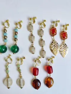 5セットイヤリング　ハンドメイドイヤリング　大ぶり　赤　アンティーク調　色々