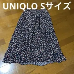 UNIQLO ネイビー花柄フレアスカート S