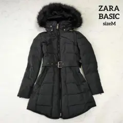 ZARA ザラ ダウンジャケット グレーダックダウン ベルト付 M 黒 2way