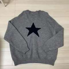 グレー 星模様 ニットセーター 長袖