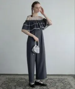 x【美品】ボンルシール パンツドレス オールインワン 結婚式 オケージョン