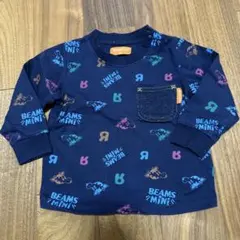 BEAMS MINI ネイビー プリント柄 Tシャツ 80のサムネイル