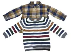 H&M チェック柄ネルシャツ ボーダーセーター 2点セット 80