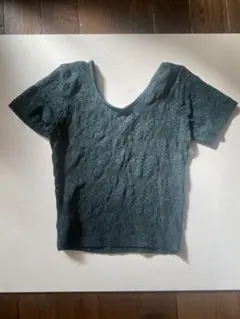アメアパ　ダークグリーン レース 半袖 Tシャツ　シースルーのサムネイル