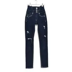 エモダ　ステップスイッチング　ハイウエスト　パギンス　デニムパンツ　スキニー