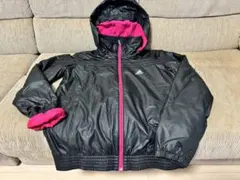 adidas フード付きジャケット ブラック/ピンク160サイズ