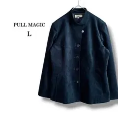 【PULL MAGIC】スエード調スタンドカラージャケット　日本製　グリーン系