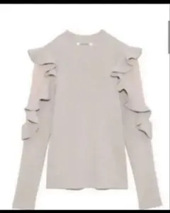 SNIDEL フリル袖ニットプルオーバー