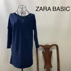 E 2523【霜降り濃紺美品】ZARA BASIC チュニック/ロングT