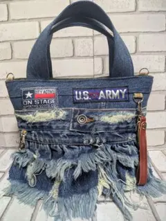 943Hiroko Higa 様専用大きめヒョウ柄デニムリメイクバック 2025年最新