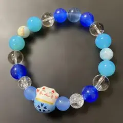 最終値下げ‼️陶器招き猫カルセドニーなど天然石ブレスレット