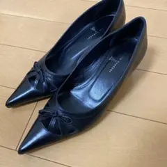 【美品】ファビオルスコーニ　ポインテットトゥ　黒パンプス　39 25cm