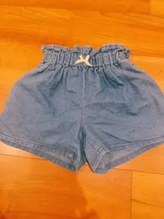 デニム風 フリルウエスト ショートパンツ 110cm