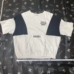 GU プリント入りトレーナー ホワイト/ブラック