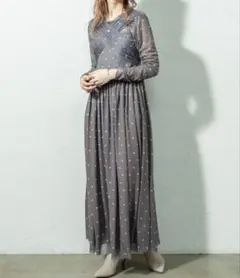 mystic ミスティック 花柄シアーワンピース クロスワンピース オリーブ