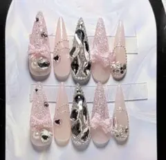 ネイル　韓国 量産型 フレンチガーリー スナ系 地雷系 ワンホン クリスマス