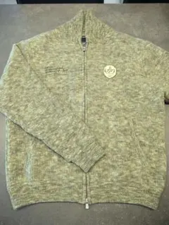 ZOY ウール100% ニットジップブルゾン モスグリーン