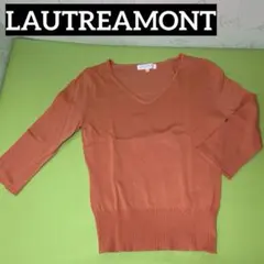 LAUTREAMONT オレンジ Vネック 五分袖ニット