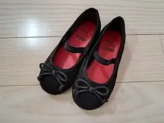黒 リボン バレエシューズ 15cm