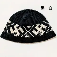 クラッシャーハット バケットハット グランジ古着帽子 クロシェハット スワティカ