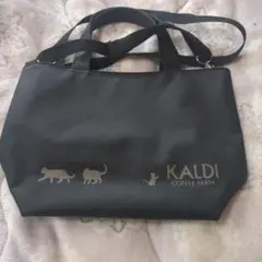 KALDI COFFEE FARM ショルダーバッグ 黒 猫デザイン