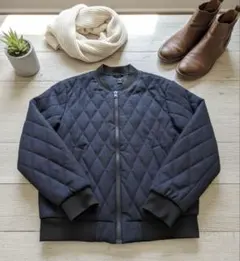 H&M 中綿ジャケット L ネイビー エイチアンドエム キルティング ブルゾン