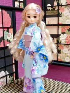 22cmドール夏のお着物❣️ブライス着物❣️オビツ22サイズ着物