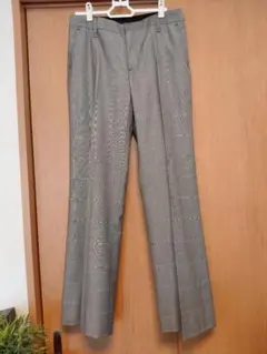 グレー チェック柄 ストレートパンツ