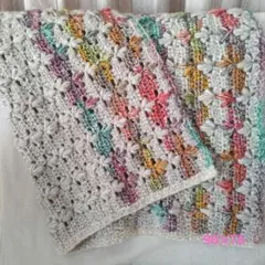ブランケット　ひざ掛け　手編み　カラフル