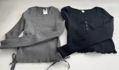 アメリカで購入　新品FASHION NOVA リブニット&長袖トップスセット
