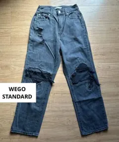 WEGO STANDARD ブラックデニムパンツ　ダメージブラック S