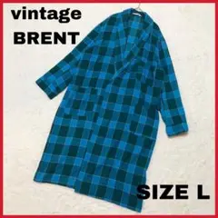 希少 60s〜70s ヴィンテージ BRENT ロング丈 チェック ガウンシャツ