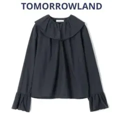 新品★ 手洗可 フリルカラー ブラウス ネイビーMACPHEE ¥16500