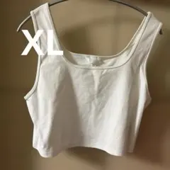 ホワイトリブタンクトップ