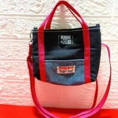 デニムリメイク2wayミニトートバッグ　チェリーピンク