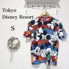 Tokyo Disney Resort ミッキー Tシャツ 総柄 S 半袖
