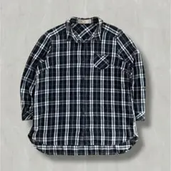 チェック柄ネルシャツ　綿100 アメカジ ストリート カジュアル ワイドパンツ￼