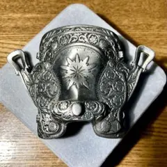 ベルトバックル シルバー 彫刻デザイン　ヴィンテージ　アメリカ製　1990