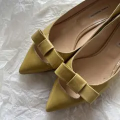 FABIO RUSCONI リボン パンプス マスタード　37 箱付き