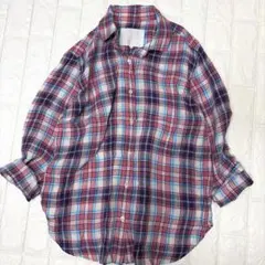 23区 LIBECO リネン麻 100% シャツ チェックのサムネイル