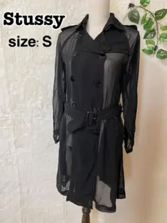 Stussy ブラック トレンチコート S シアー 透け感 Y2Kのサムネイル